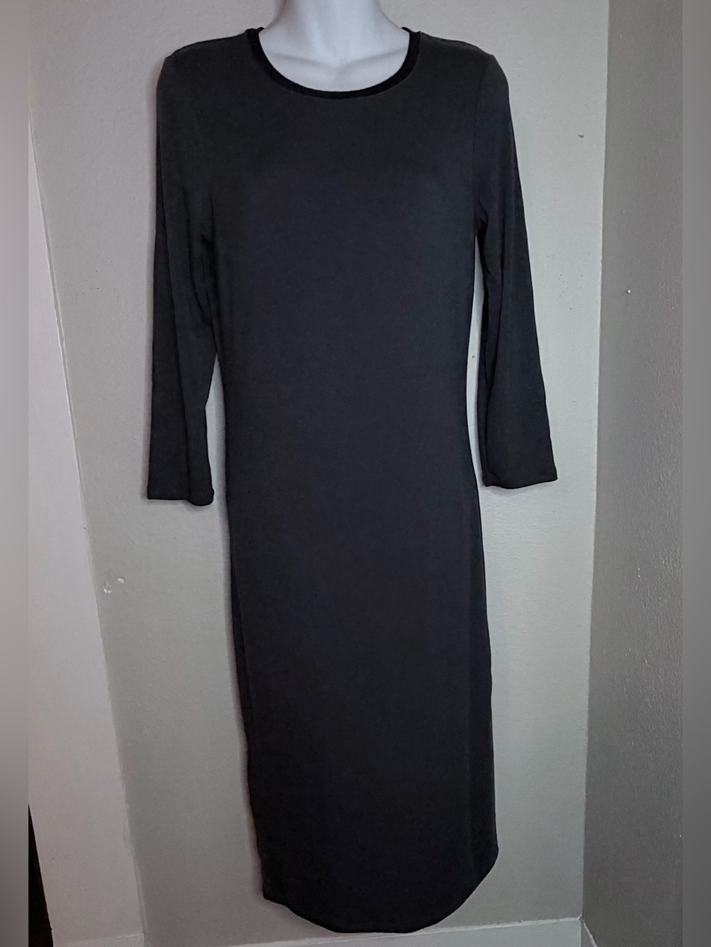 Forever 21 Dark Gray Long sleeve midi sheath dress women L